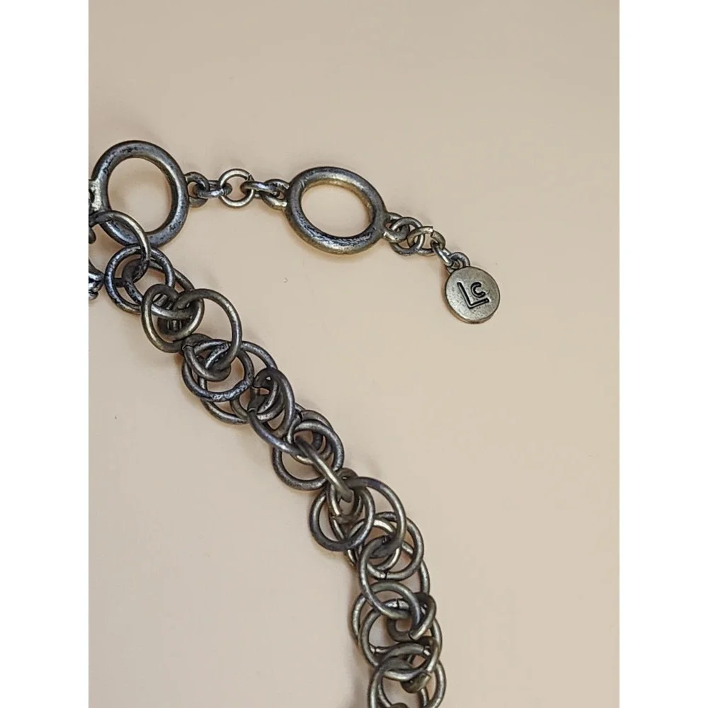 Vintage LIZ CLAIBORNE Signed Bib Necklace Chandelier of Faceted‎ Bronze Tone 15